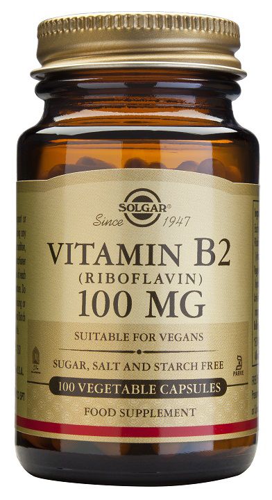 Vitamina B2 (Riboflavina) 100 mg · Solgar · 100 cápsulas